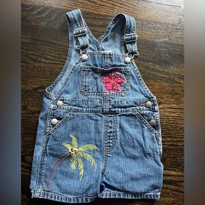 Denim shorts overalls with stitched accents- Baby Gap
